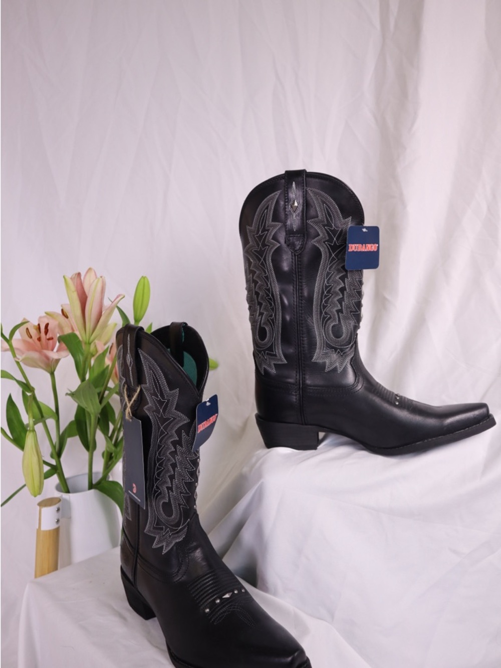 Durango Black Western Heeled Cowboy Boots